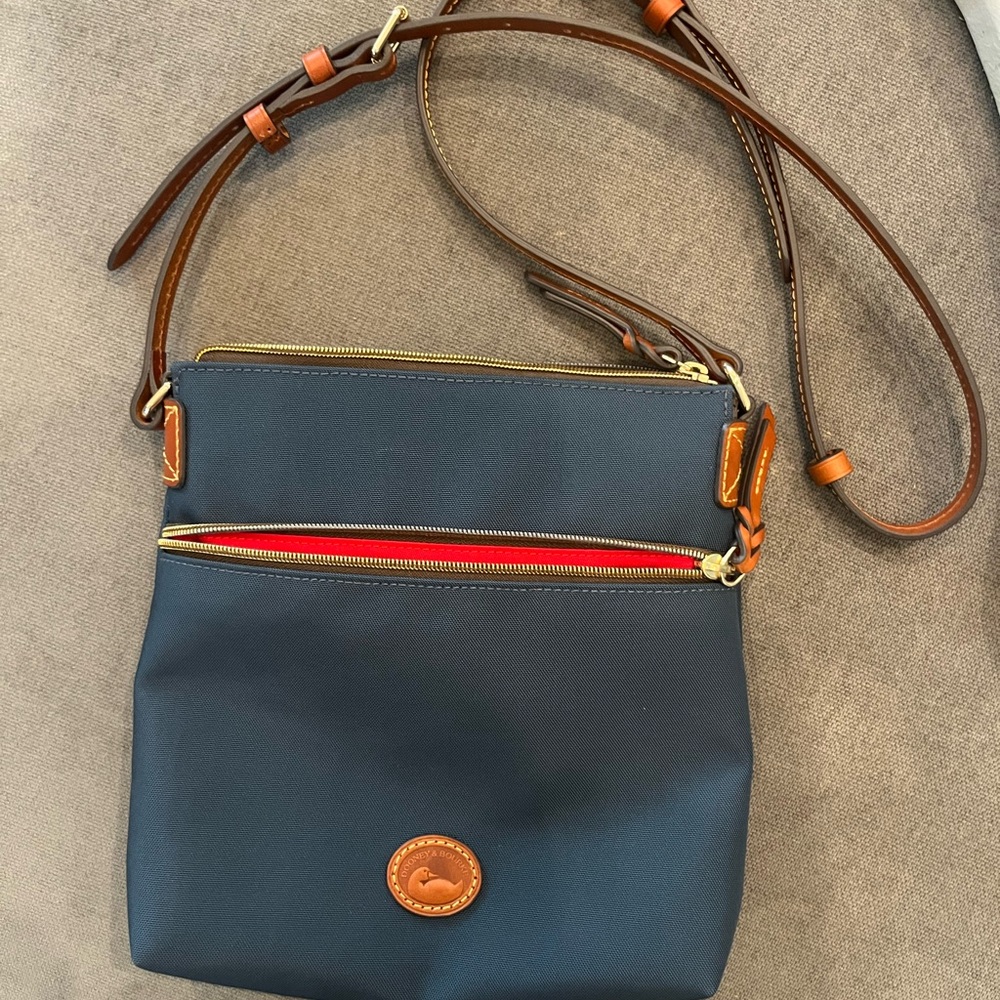 New Unused Dooney & Bourke Blue and Brown Crossbody Bag